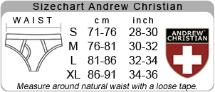 Andrew Christian Size chart