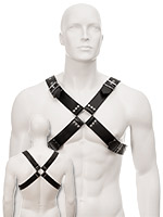 Black Leather Large Buckle & Wide Harness